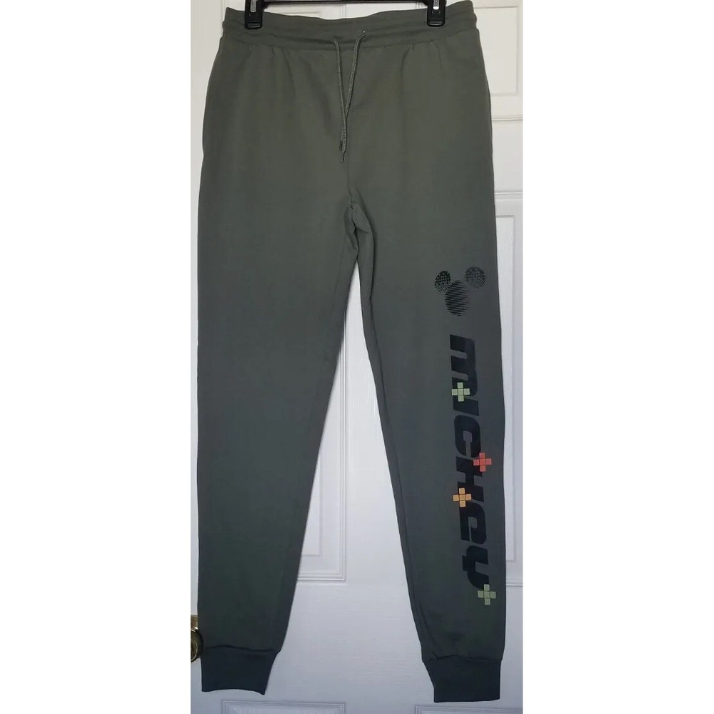 Disney Mickey Sweatpants Lounge Jogger Pants w/Pockets Green Men S (34-36) NWOT